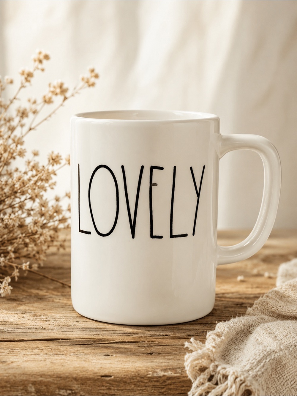 Rae Dunn Lovely Mug LL Farmhouse Ceramic Coffee Cup